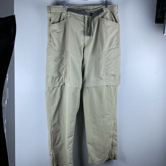 NF Sz XL Convertible Zip Tan Cargo Many Pockets Ankle Zip Gusset 40 X 32” Belted - Picture 1 of 16